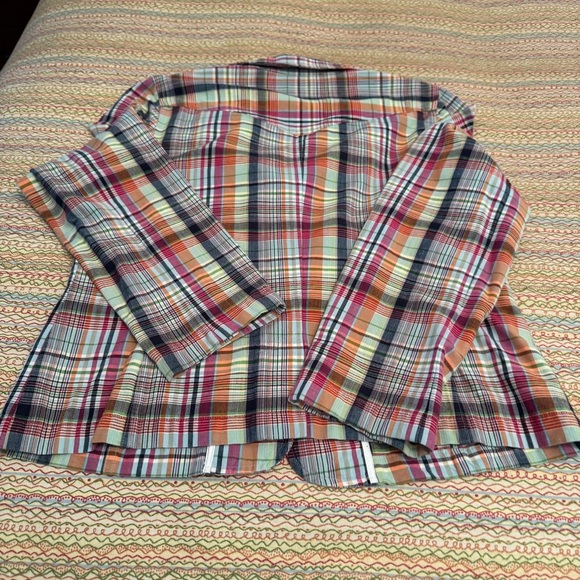Talbots Cotton Madras Plaid Blazer Unique Classic Blazer Size 14 - Picture 6 of 8